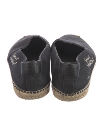 Saint Laurent Canvas Embroidered Accent Slippers