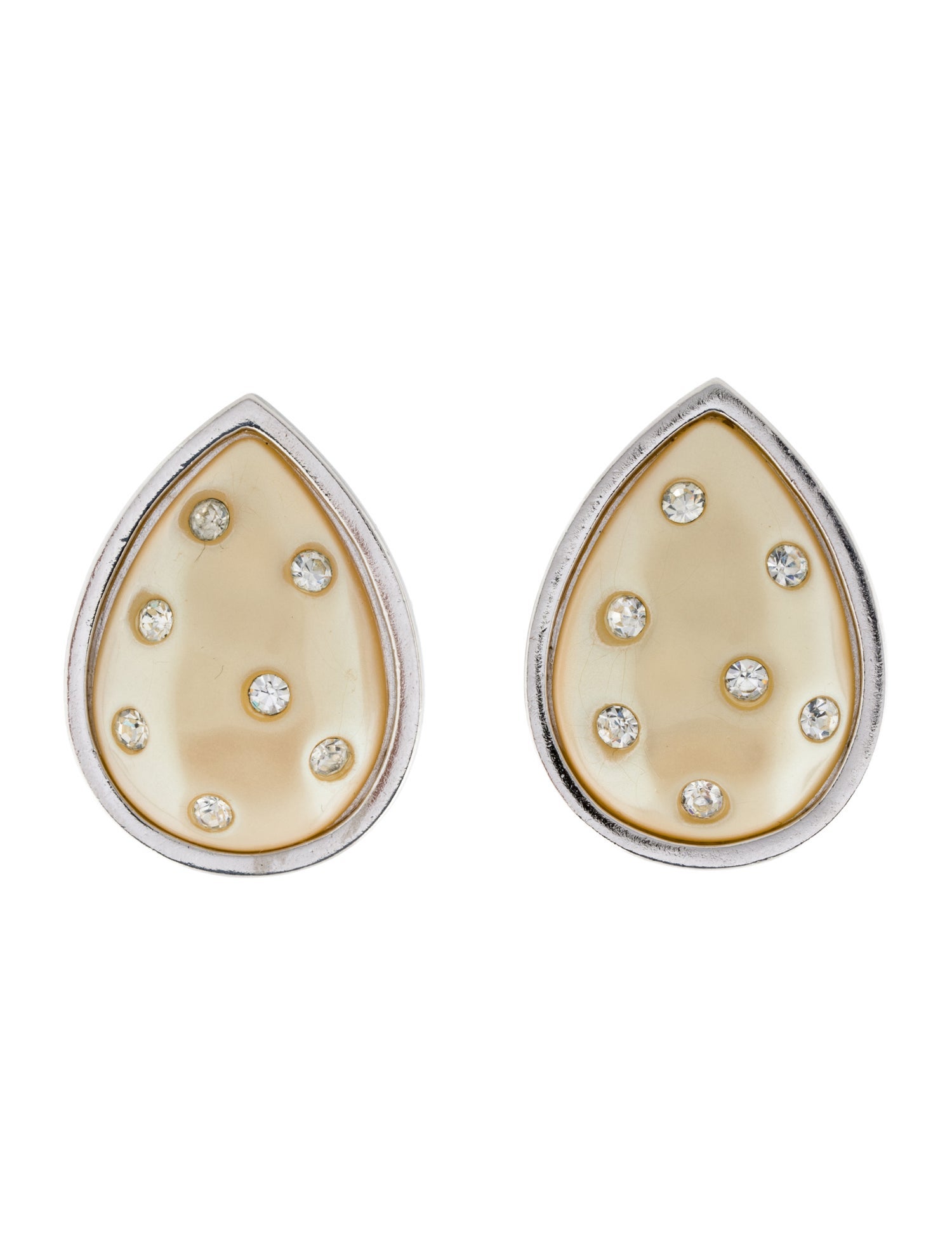 Saint Laurent Vintage Faux Pearl & Crystal Clip-On Earrings