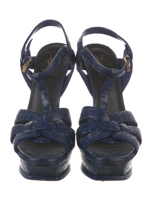 Saint Laurent Embossed Leather T-Strap Sandals