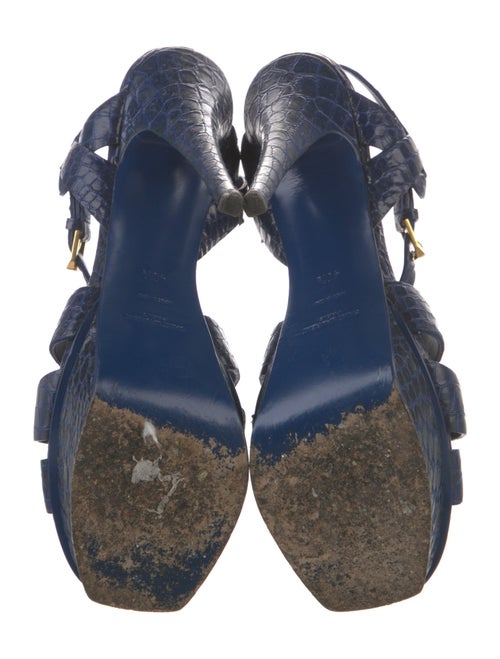 Saint Laurent Embossed Leather T-Strap Sandals