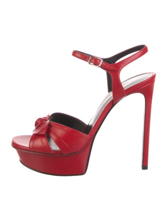 Saint Laurent Leather Bow Accents Sandals