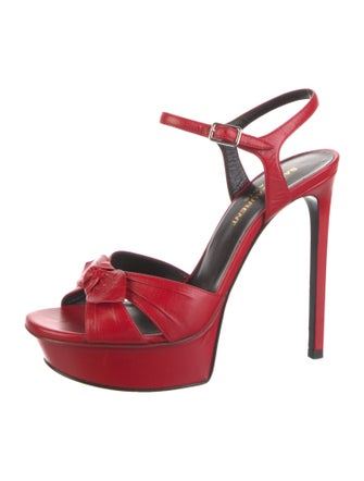 Saint Laurent Leather Bow Accents Sandals