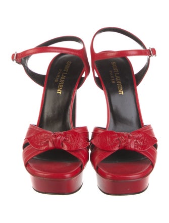 Saint Laurent Leather Bow Accents Sandals