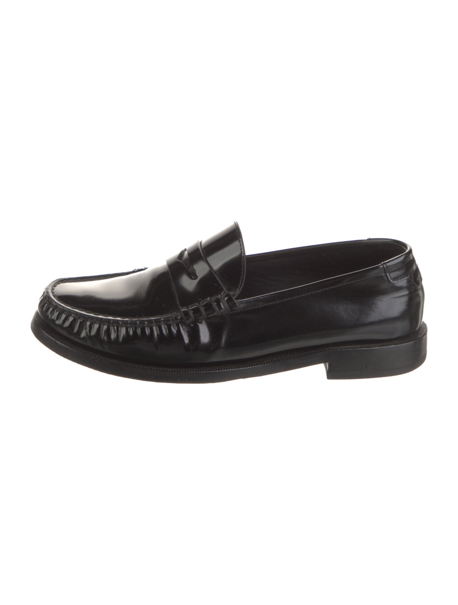 Saint Laurent Patent Leather Ruffle Embellishment Loafers