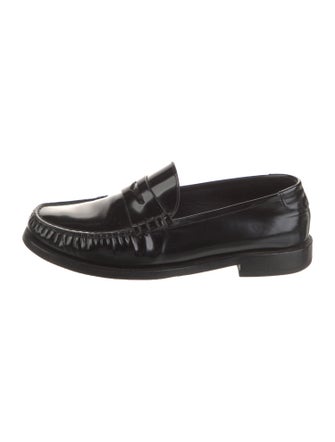 Saint Laurent Patent Leather Ruffle Embellishment Loafers