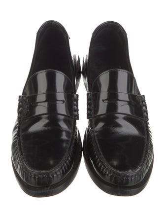 Saint Laurent Patent Leather Ruffle Embellishment Loafers