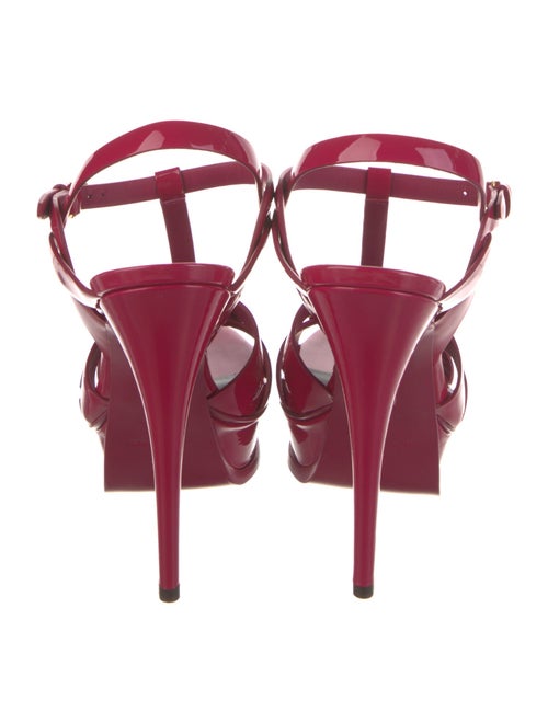 Saint Laurent Patent Leather Cutout Accent T-Strap Sandals