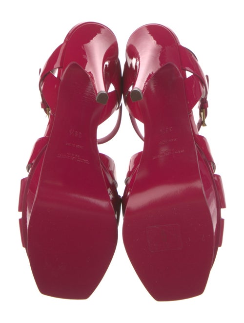 Saint Laurent Patent Leather Cutout Accent T-Strap Sandals