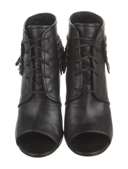 Saint Laurent Leather Studded Accents Lace-Up Boots