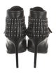 Saint Laurent Leather Studded Accents Lace-Up Boots