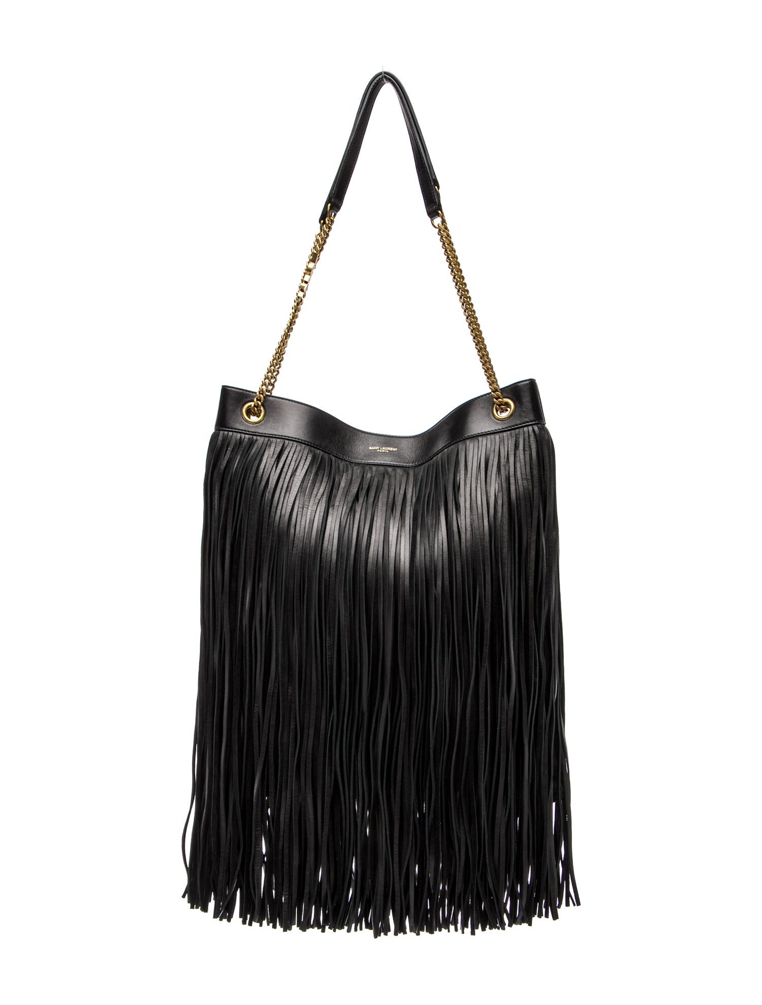 Saint Laurent Leather Grace Fringe Hobo Bag Large