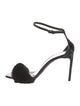 Saint Laurent Patent Leather Fur Trim Sandals
