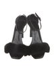 Saint Laurent Patent Leather Fur Trim Sandals