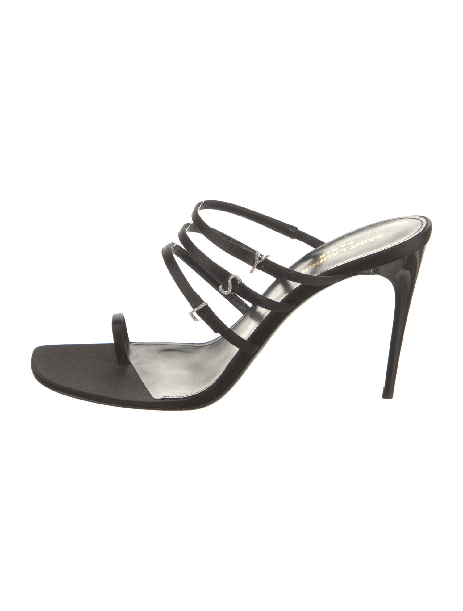 Saint Laurent Satin Crystal Embellishments Slides