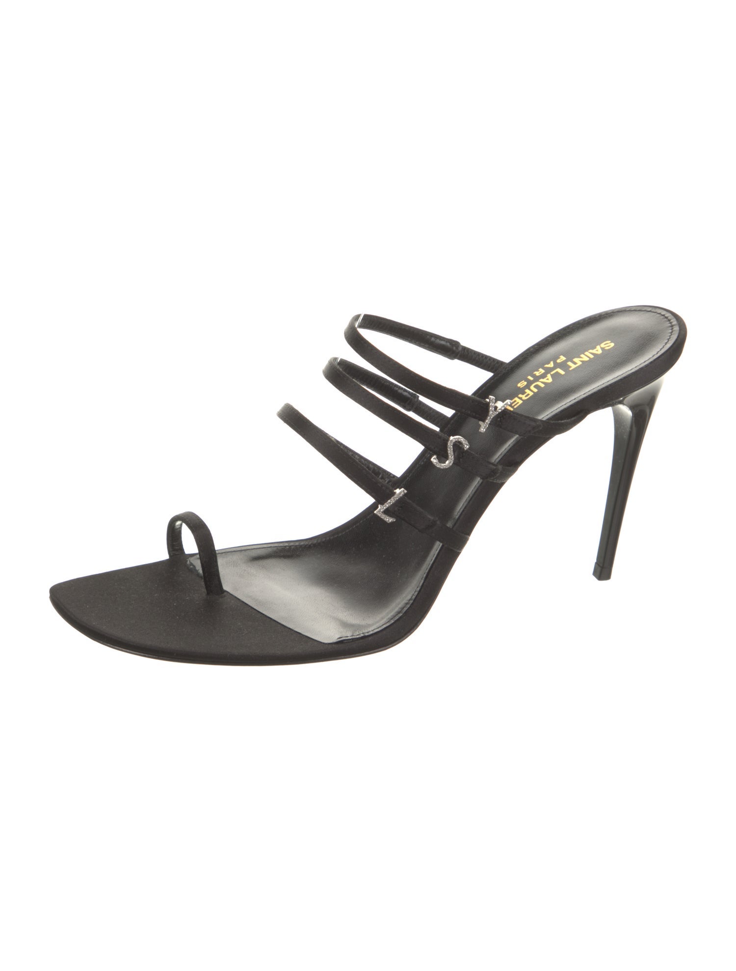 Saint Laurent Satin Crystal Embellishments Slides