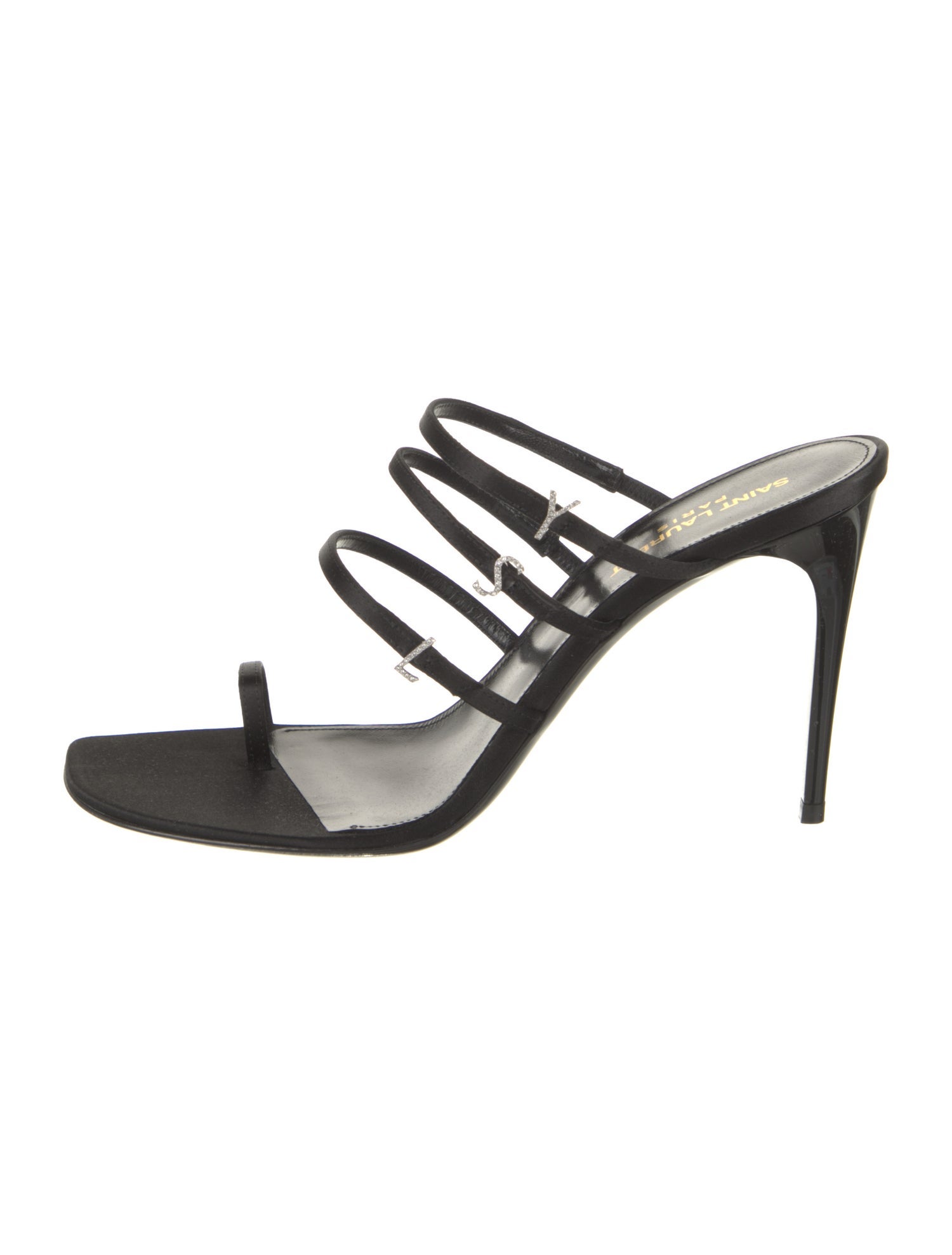 Saint Laurent Leather Crystal Embellishments Slides