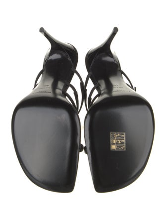 Saint Laurent Leather Crystal Embellishments Slides