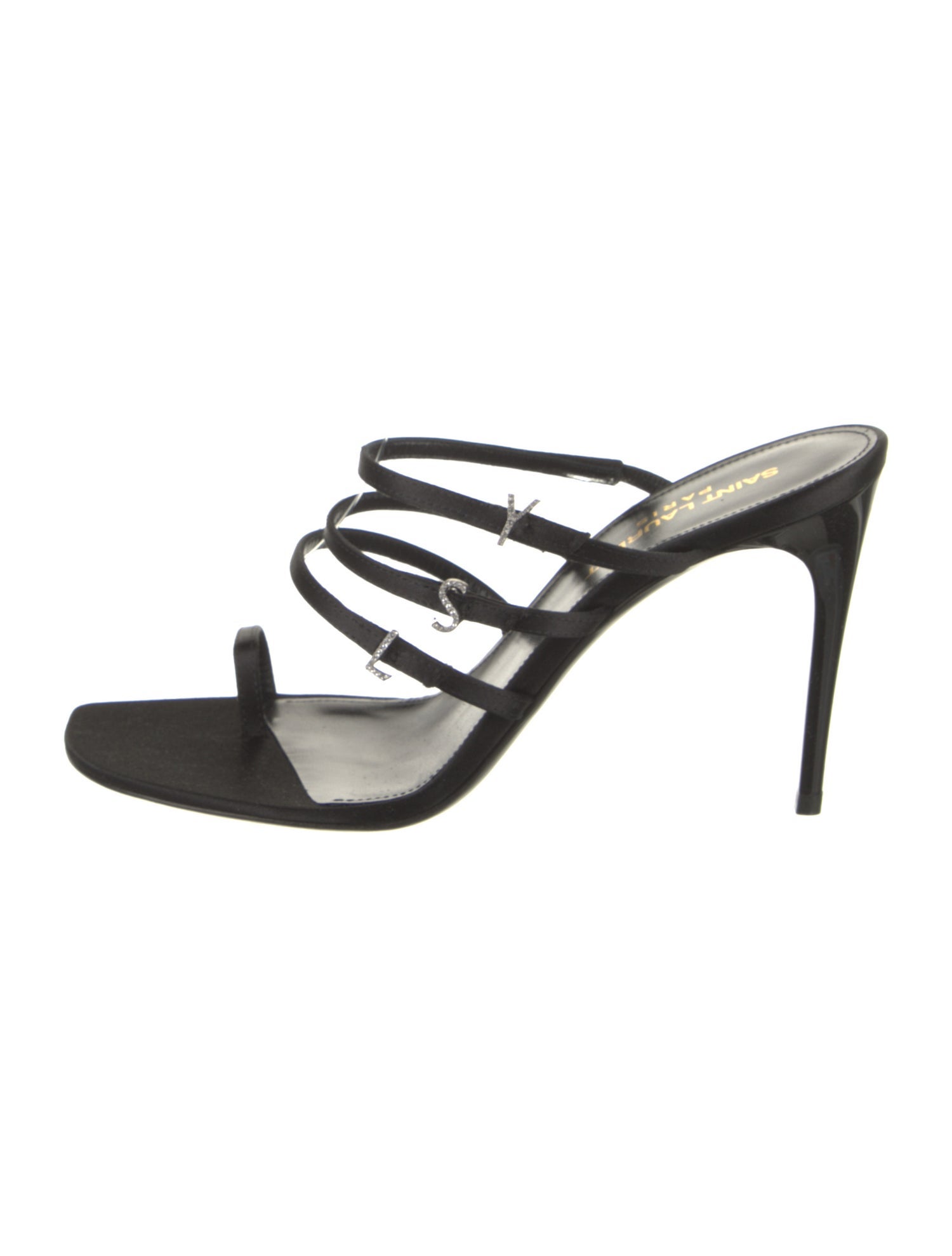 Saint Laurent Leather Crystal Embellishments Slides