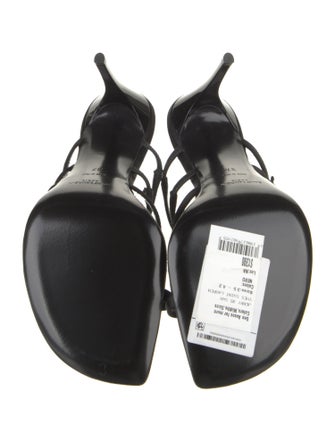 Saint Laurent Leather Crystal Embellishments Slides