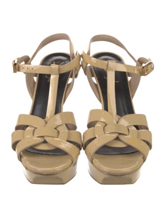 Saint Laurent Patent Leather T-Strap Sandals