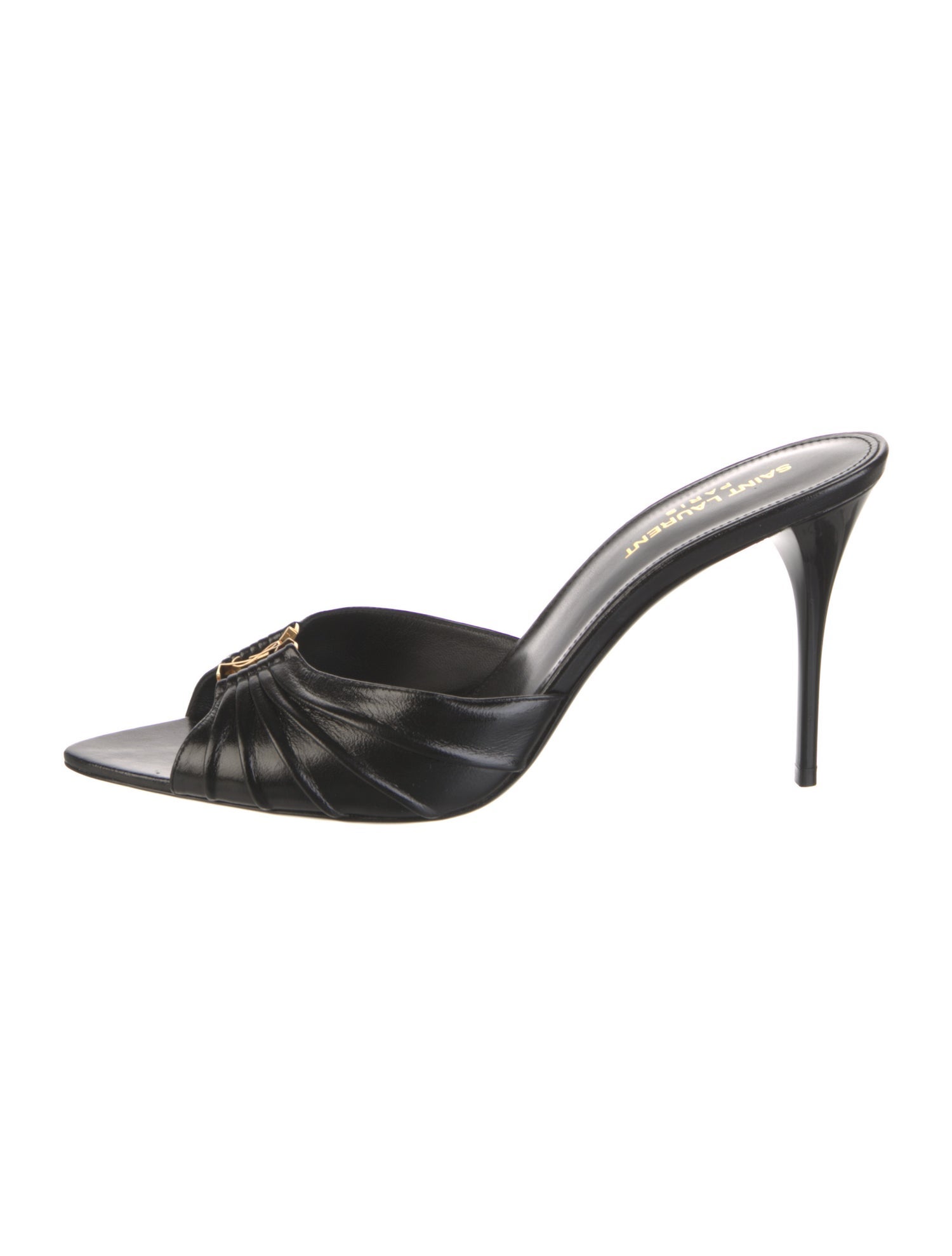 Saint Laurent Leather Chain-Link Accents Slides