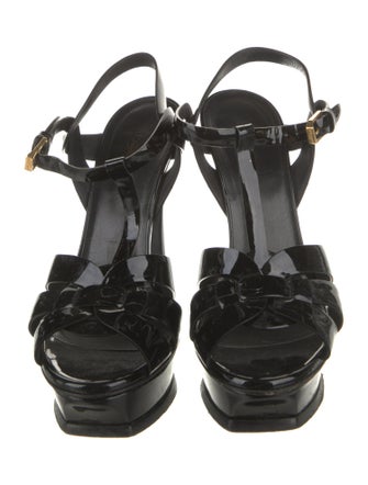 Saint Laurent Patent Leather T-Strap Sandals