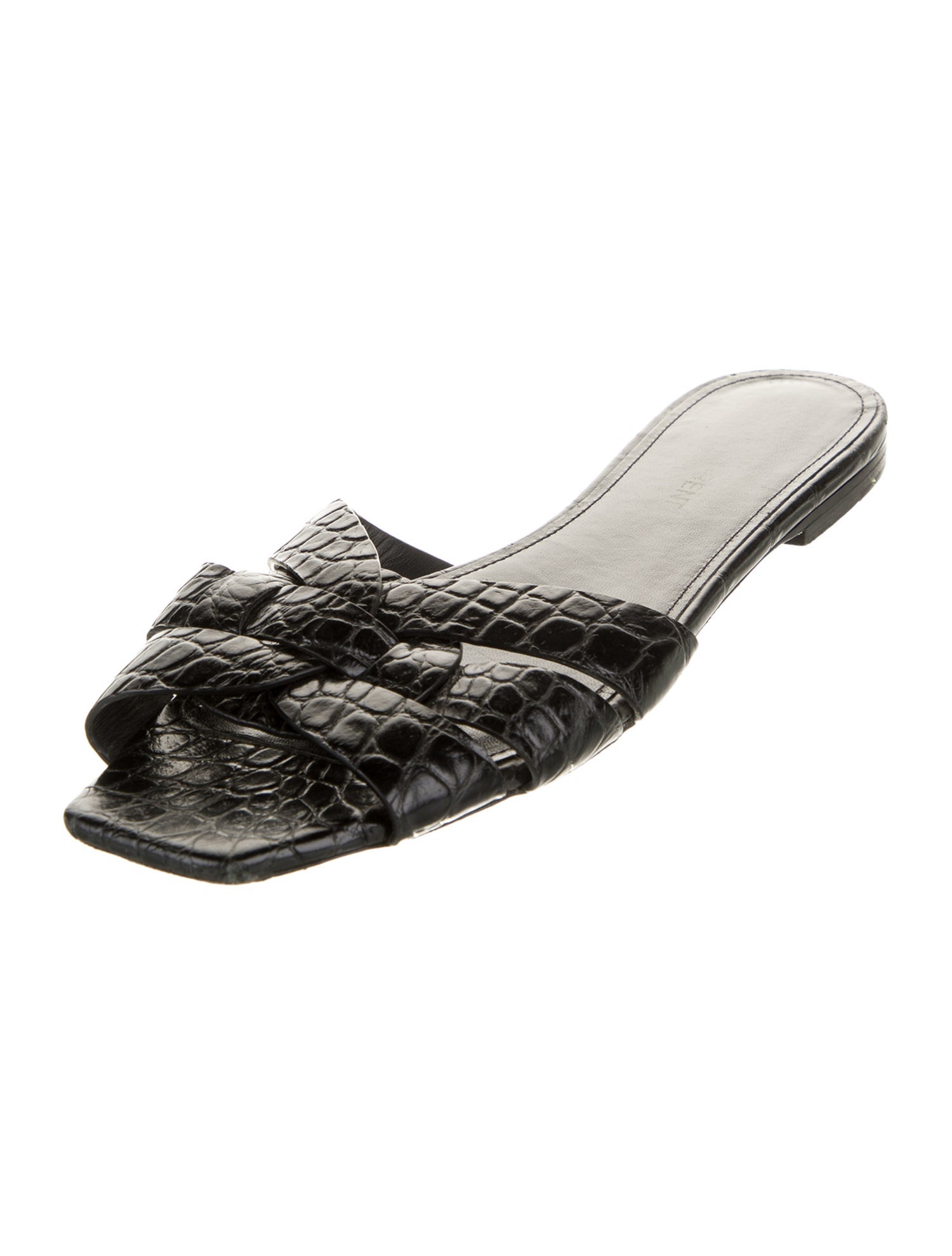 Saint Laurent Crocodile Animal Print Slides