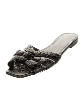 Saint Laurent Crocodile Animal Print Slides