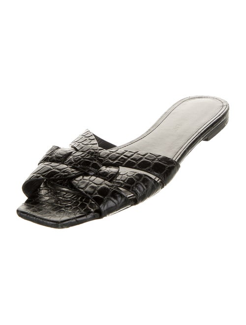 Saint Laurent Crocodile Animal Print Slides
