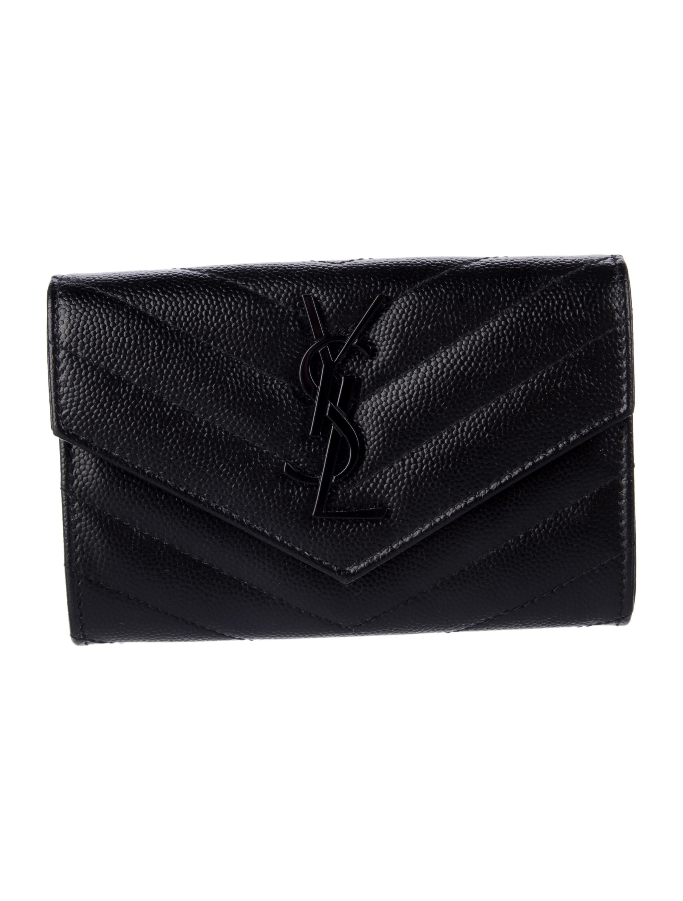 Saint Laurent Grain De Poudre Leather Compact Wallet