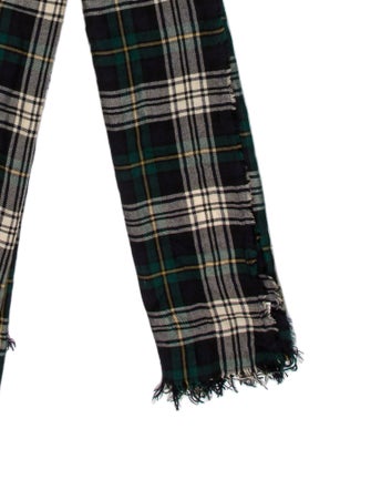 Saint Laurent Cashmere Plaid Print Scarf