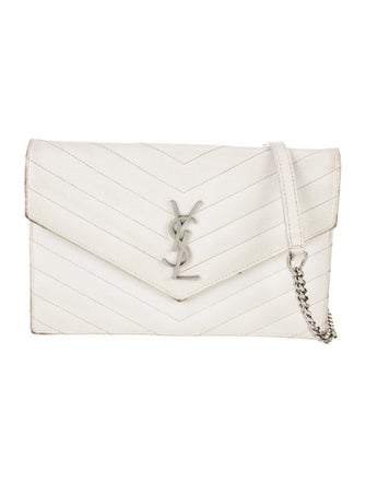 Saint Laurent Leather Envelope Chain Wallet Small