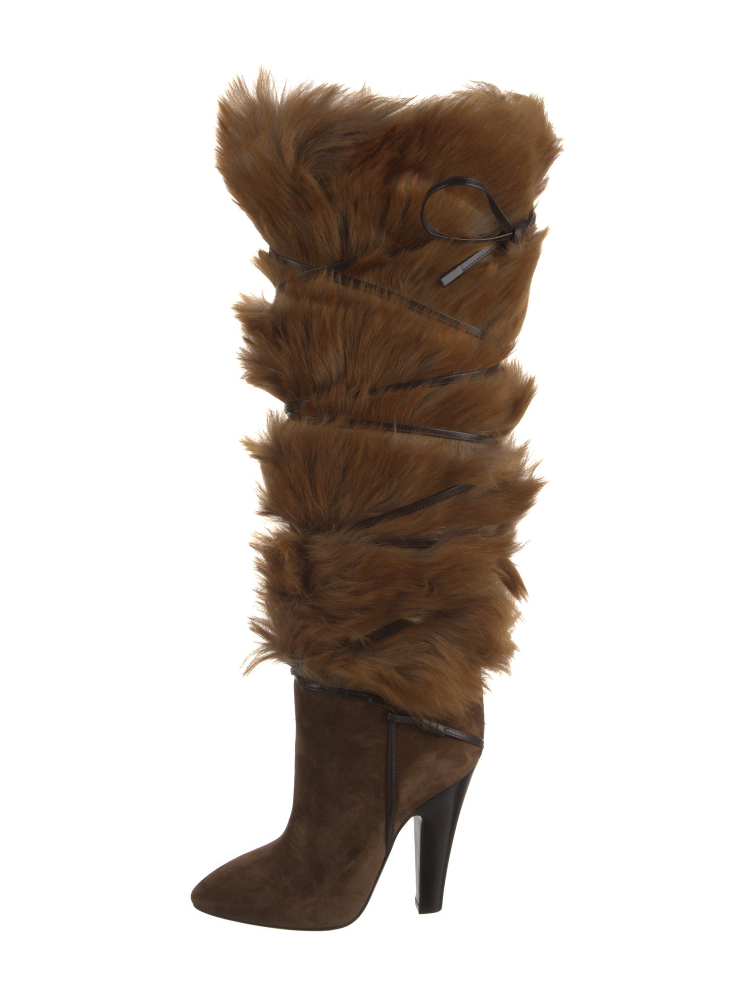 Saint Laurent Fur Slouch Boots