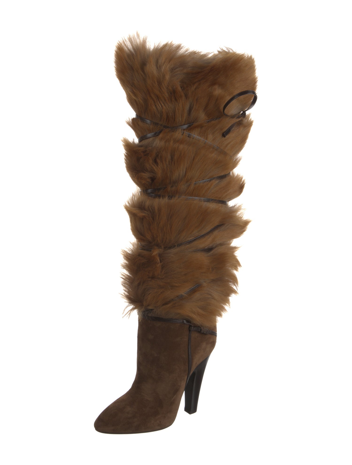 Saint Laurent Fur Slouch Boots