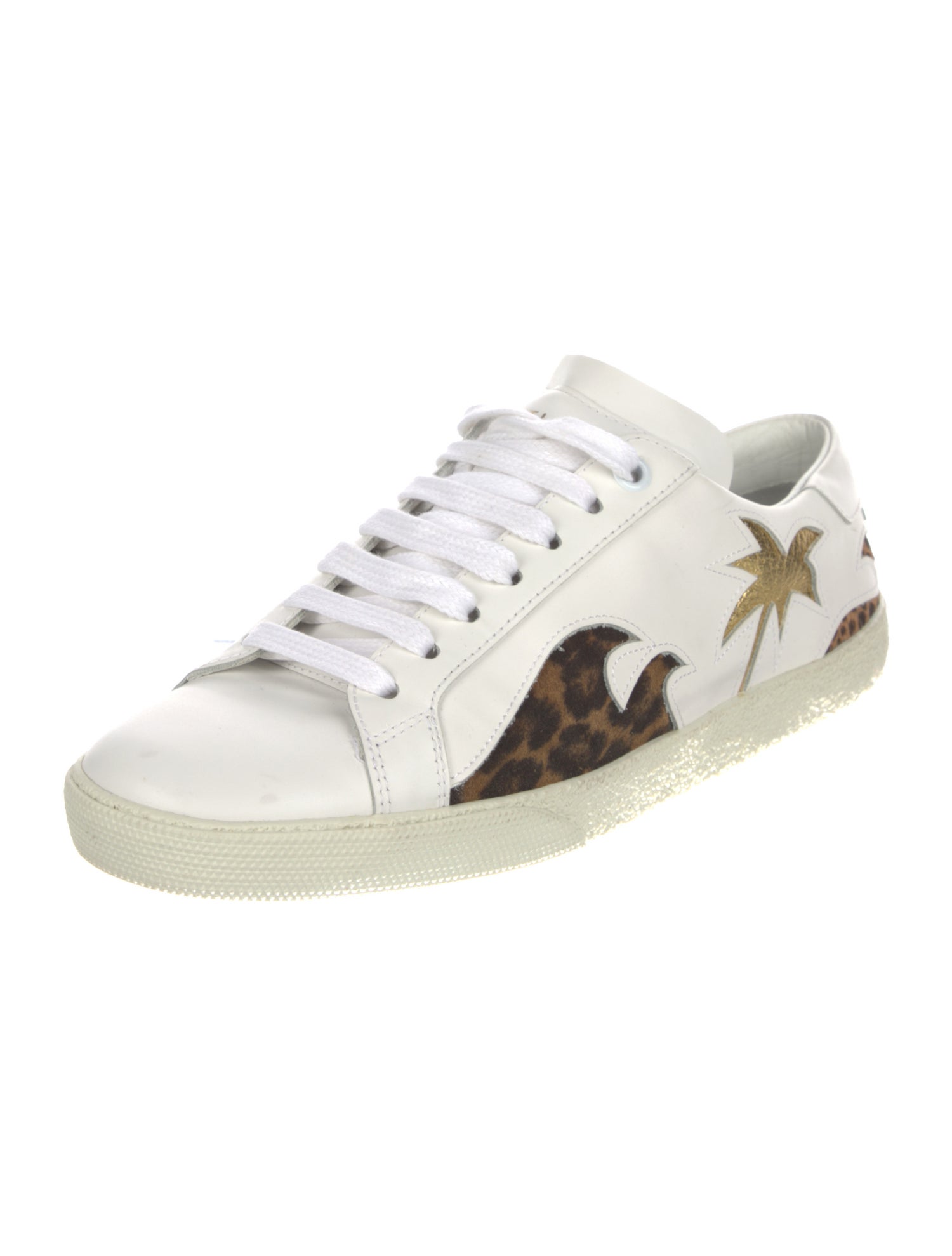 Saint Laurent Leather Animal Print Sneakers