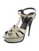 Saint Laurent Patent Leather T-Strap Sandals