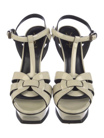 Saint Laurent Patent Leather T-Strap Sandals