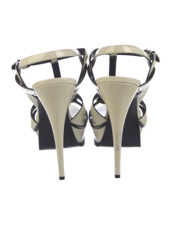 Saint Laurent Patent Leather T-Strap Sandals