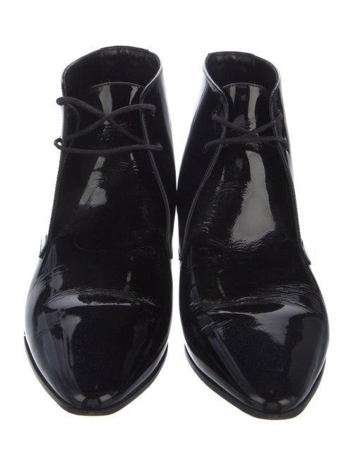 Saint Laurent Patent Leather Lace-Up Boots