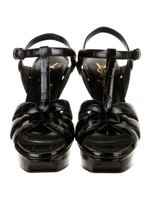 Saint Laurent Embossed Leather T-Strap Sandals