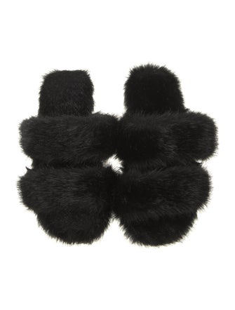 Saint Laurent Mink Fur Trim Slides