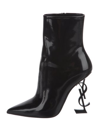 Saint Laurent Patent Leather Lace-Up Boots