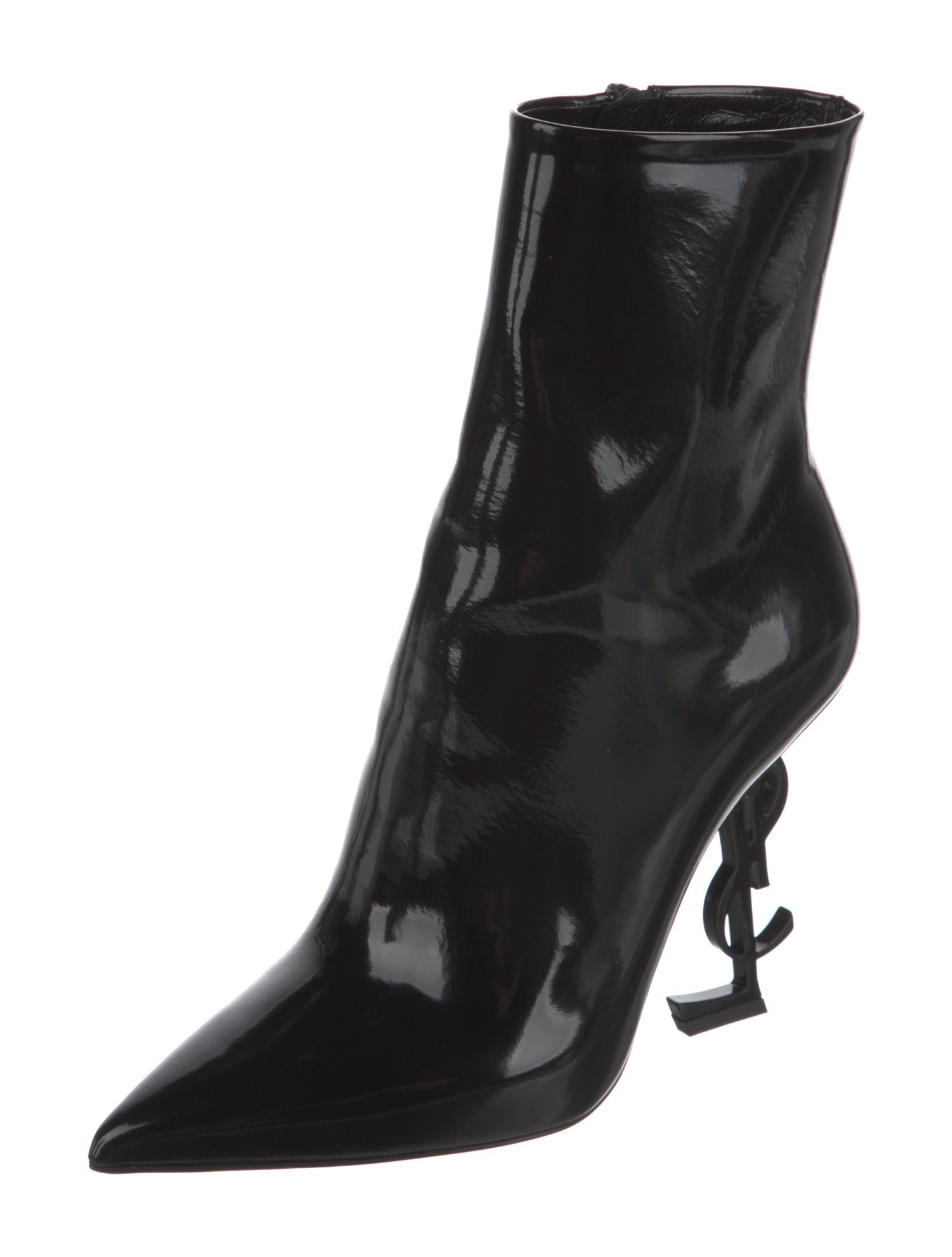 Saint Laurent Patent Leather Lace-Up Boots