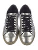 Saint Laurent Leather Embroidered Accent Sneakers