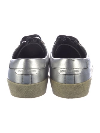 Saint Laurent Leather Embroidered Accent Sneakers