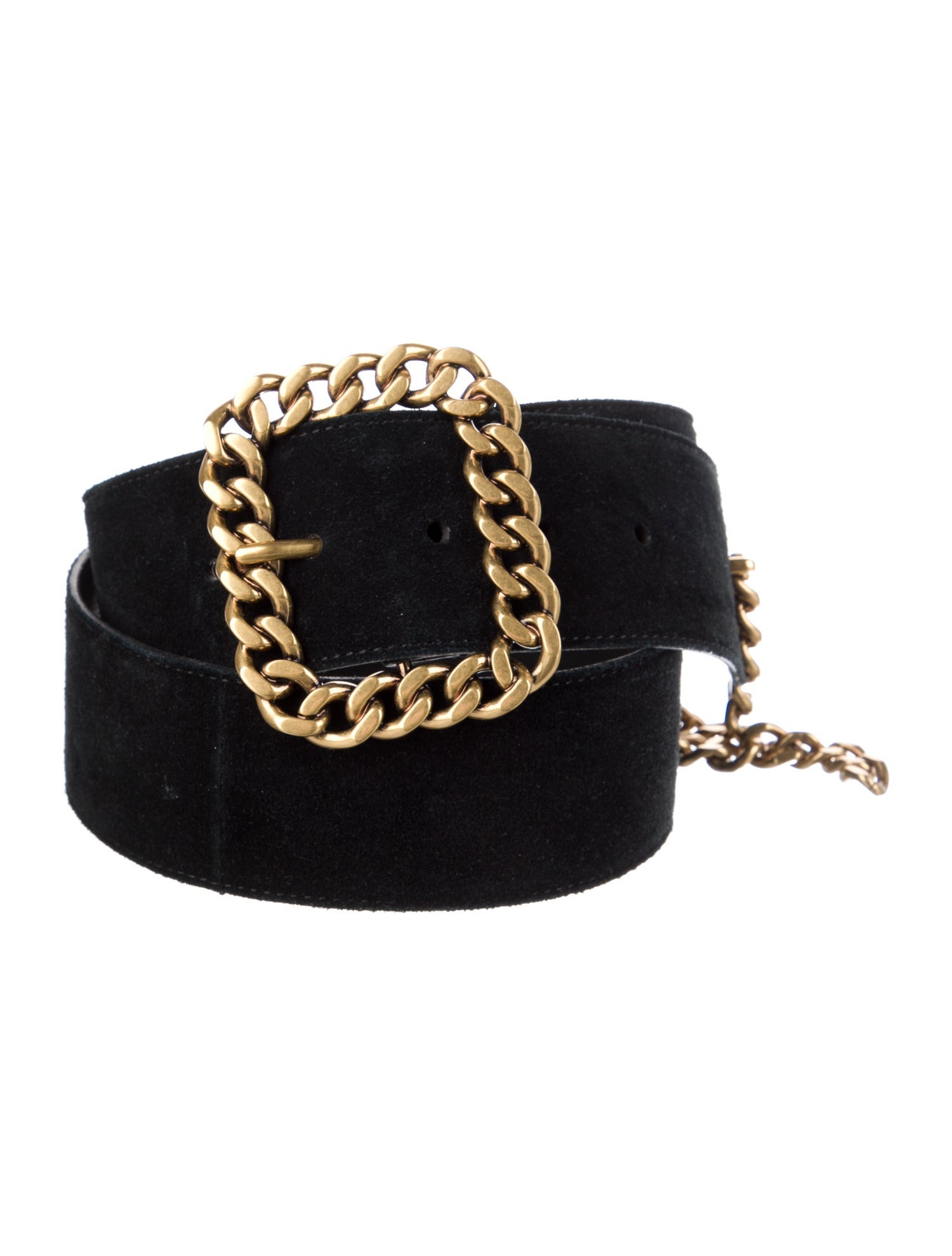 Saint Laurent Suede Chain-Link Accents Belt