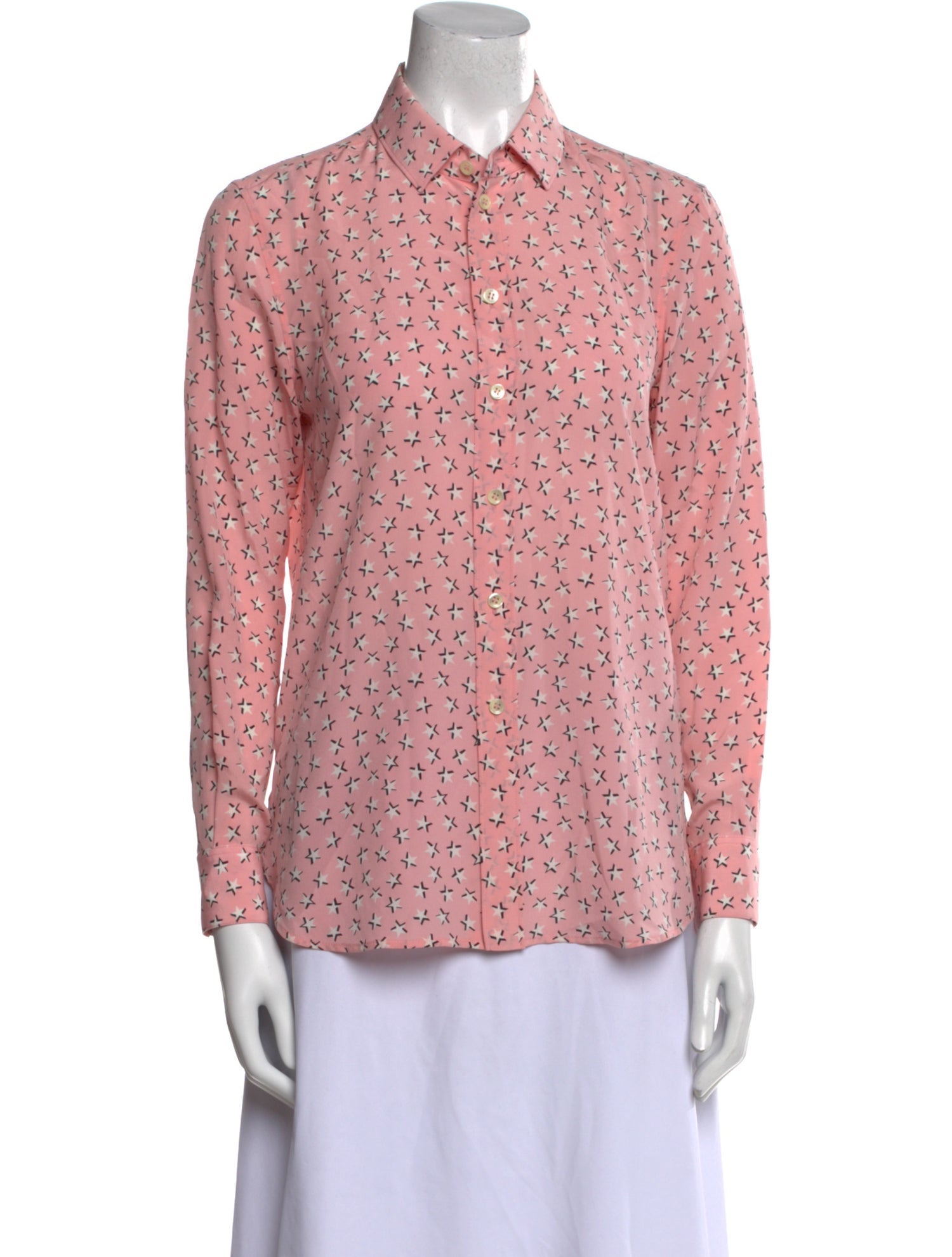 Saint Laurent Silk Printed Button-Up Top