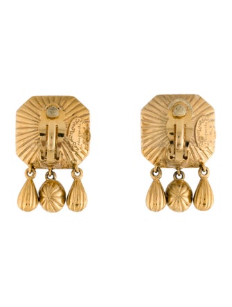 Saint Laurent Crystal Clip On Drop Earrings