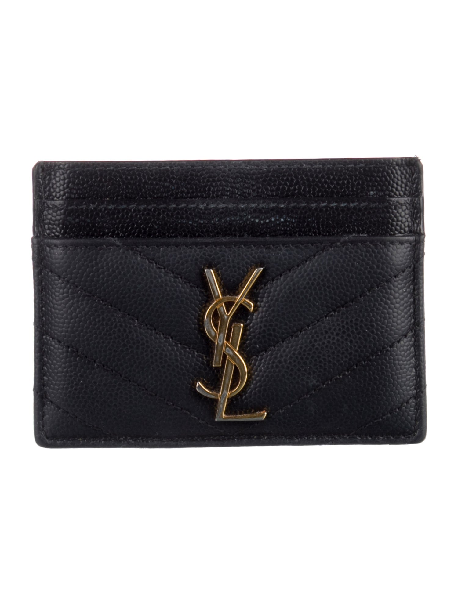 Saint Laurent Signature Logo Leather Card Holder