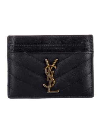 Saint Laurent Signature Logo Leather Card Holder